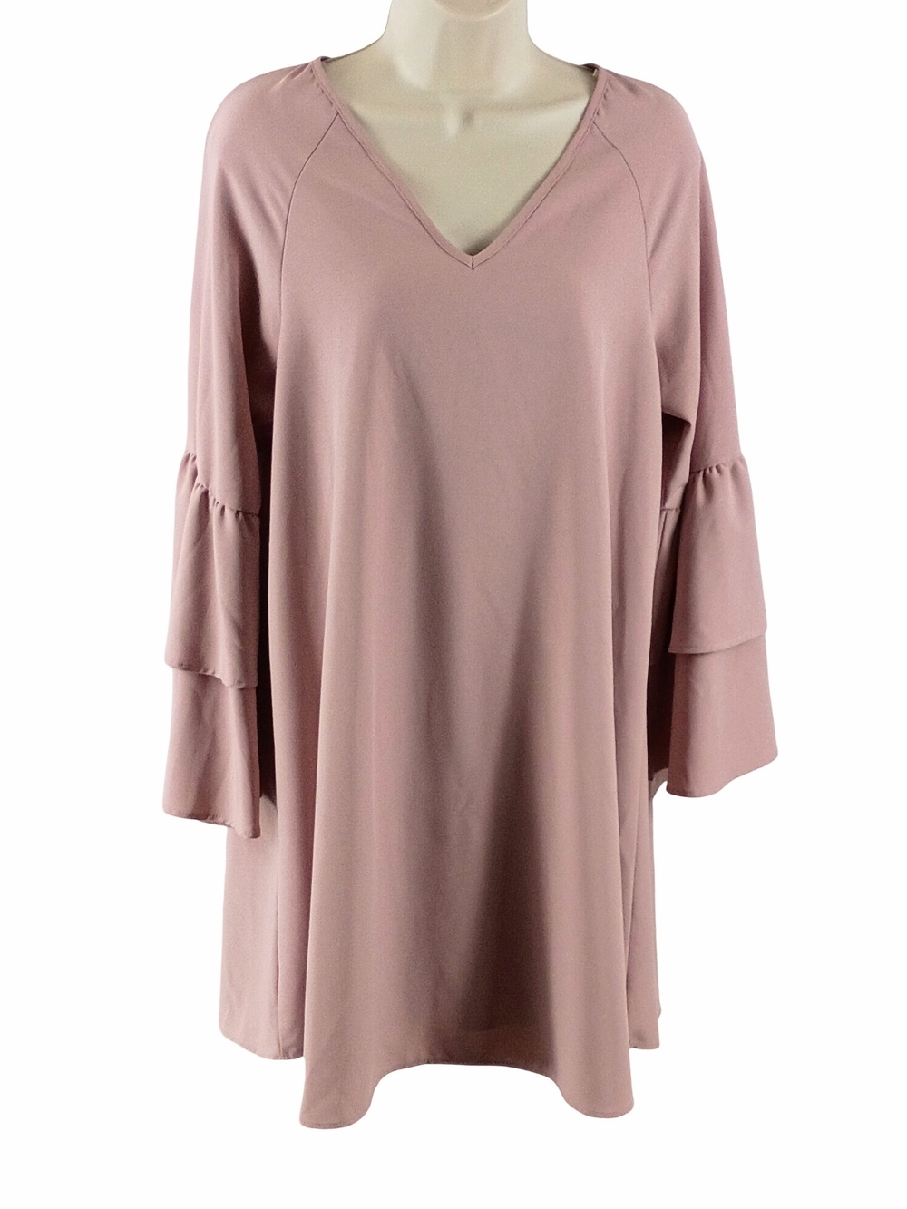 Altar'd State Dusty Rose V-Neck Ruffle Sleeve Dress